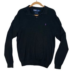 Polo Ralph Lauren Sweater 100% Pima Cotton Collar Black Men’s Size L